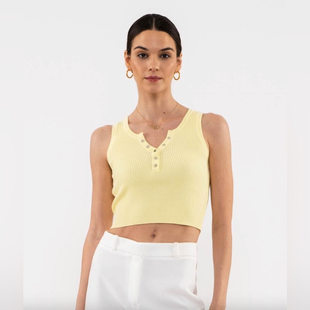 The Essential Ribbed Tank Top -Yellow - Picture 2 of 8
